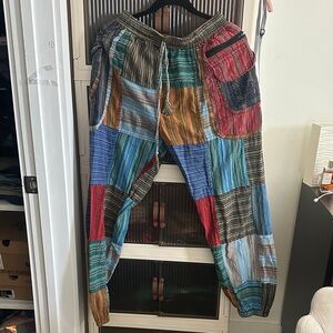Multicolor Patchwork Men's Pants